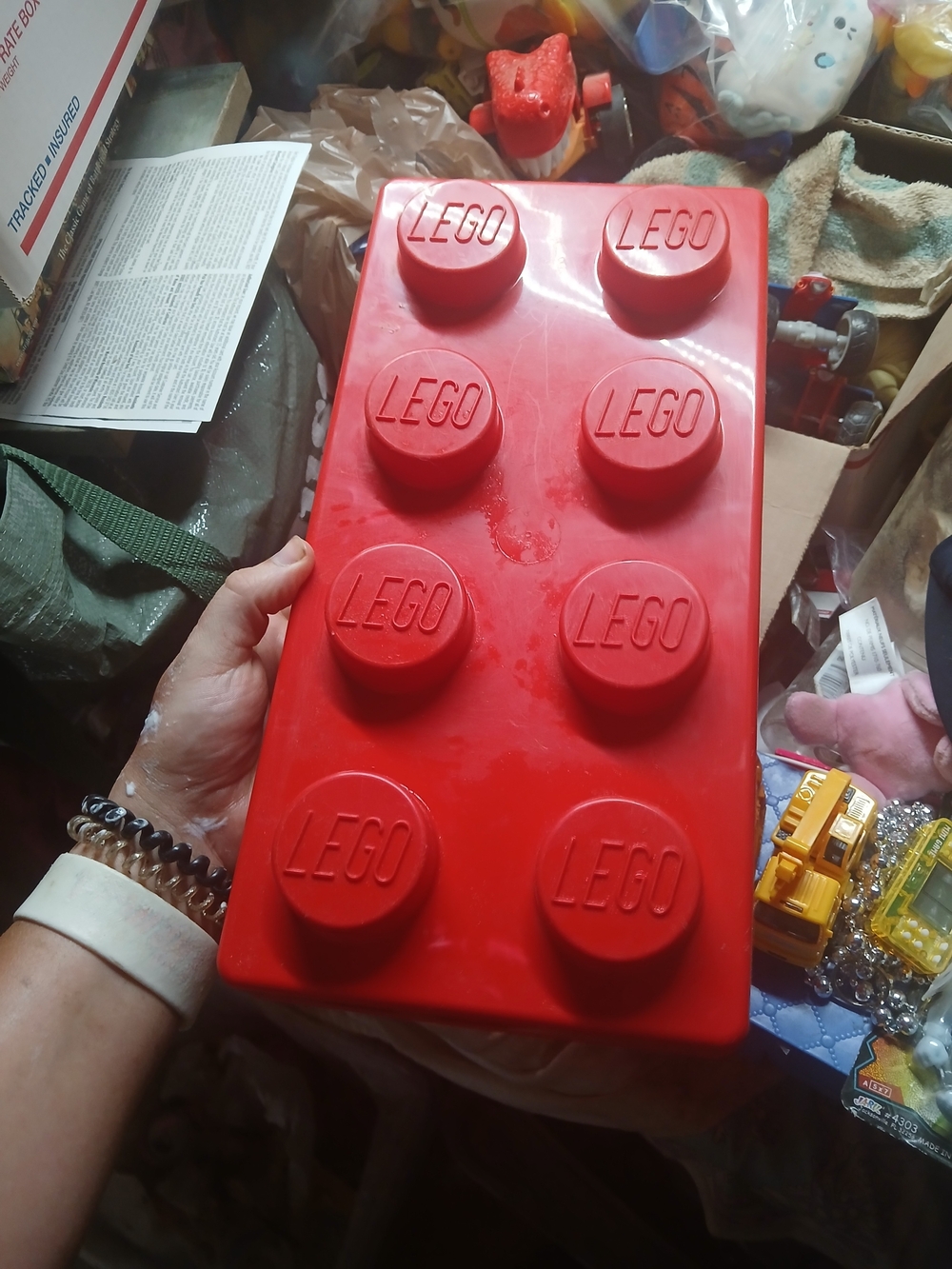bright red LEGO 8-Stud Storage Brick plastic container Lid - Lid Only